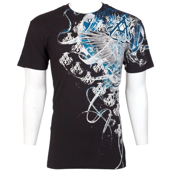 ARCHAIC by AFFLICTION Black WOODCUTS Short Sleeve Slim Fit Y2K T-shirt - Picture 4 of 8